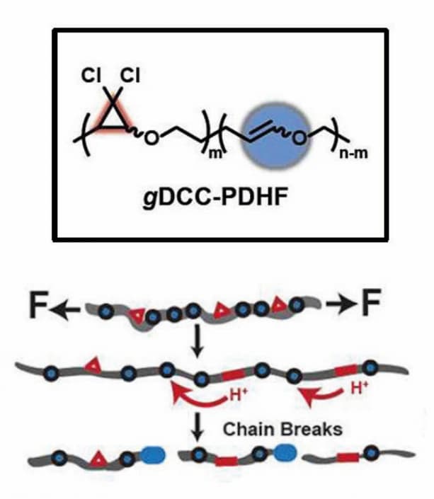 Polymer zersetzt sich nach mechanischer Stimulation